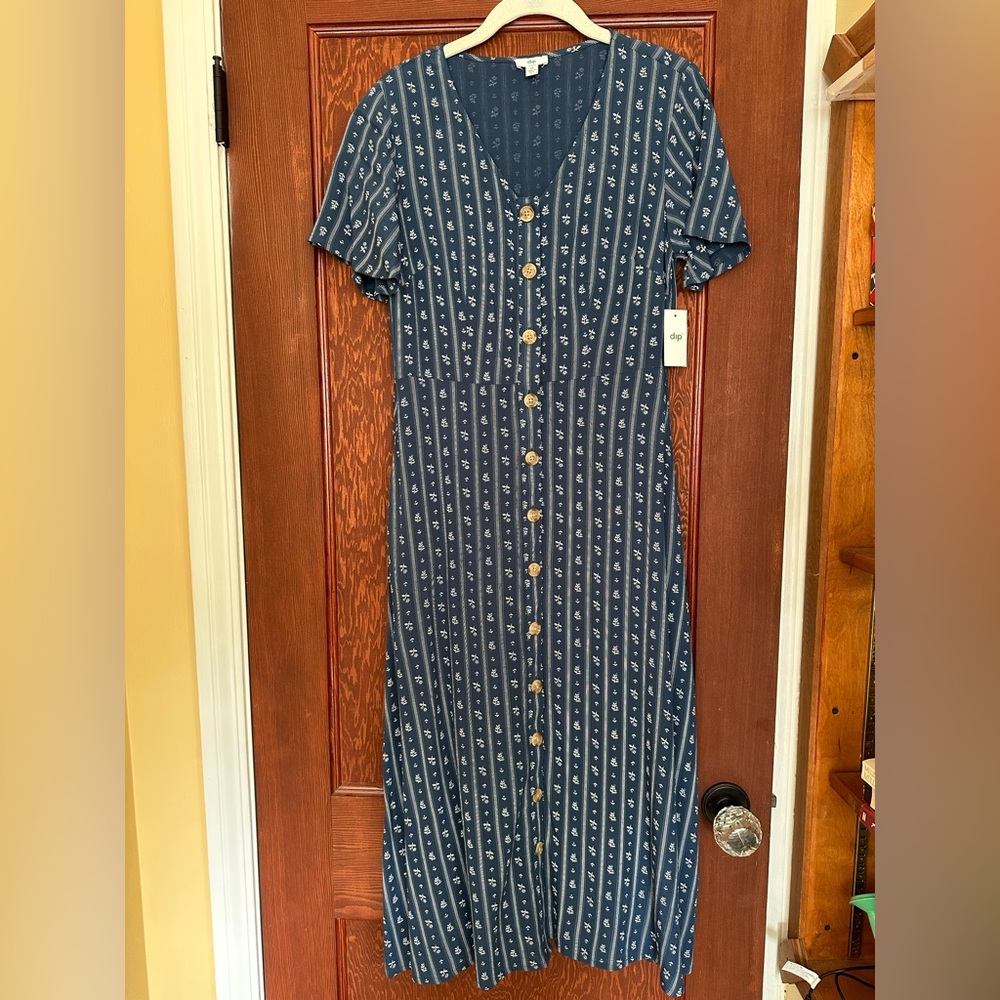 NWT Sz XS Dip midi button front floral dress